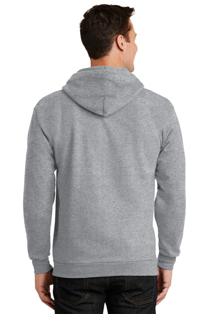 Custom Embroidered Port & Company Tall Essential Fleece Full-Zip Hooded Sweatshirt. PC90ZHT,Athletic Heather