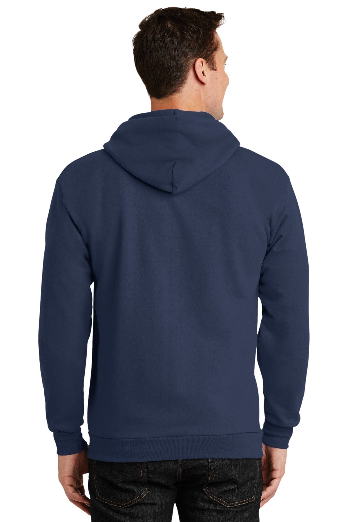 Custom Embroidered Port & Company Tall Essential Fleece Full-Zip Hooded Sweatshirt. PC90ZHT,Navy