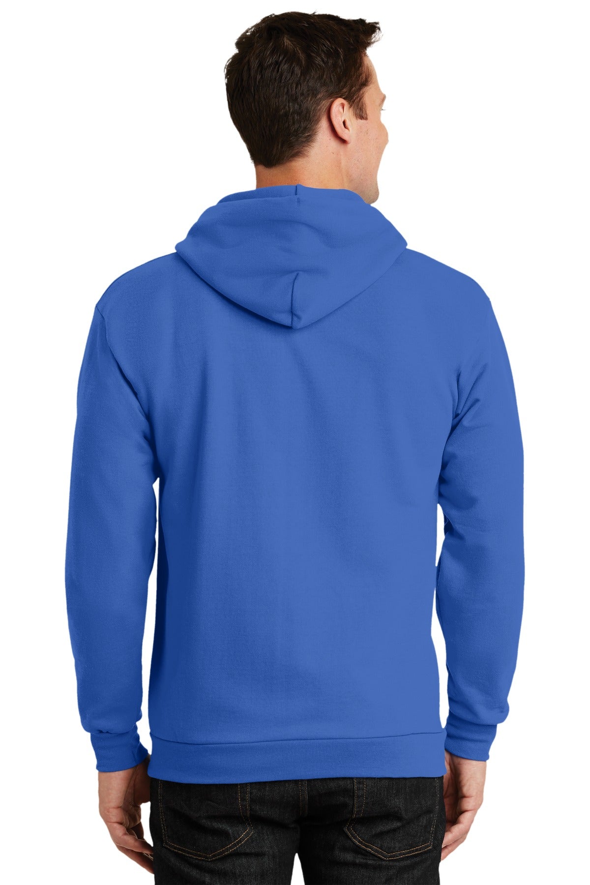 Custom Embroidered Port & Company Tall Essential Fleece Full-Zip Hooded Sweatshirt. PC90ZHT,Royal
