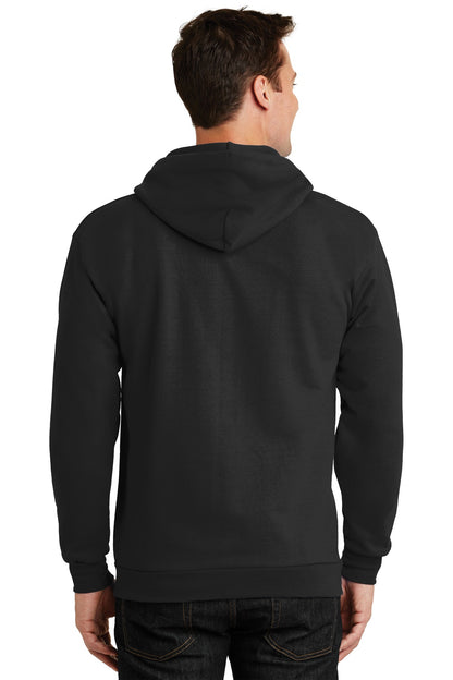 Custom Embroidered Port & Company Essential Fleece Full-Zip Hooded Sweatshirt.  PC90ZH,Jet Black
