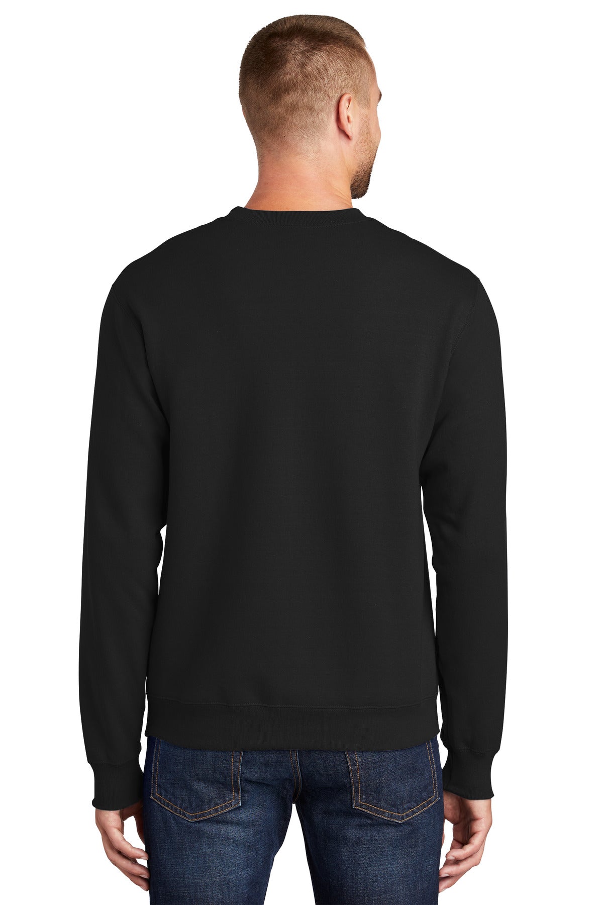 Custom Embroidered Port & Company Essential Fleece Crewneck Sweatshirt.  PC90,Jet Black