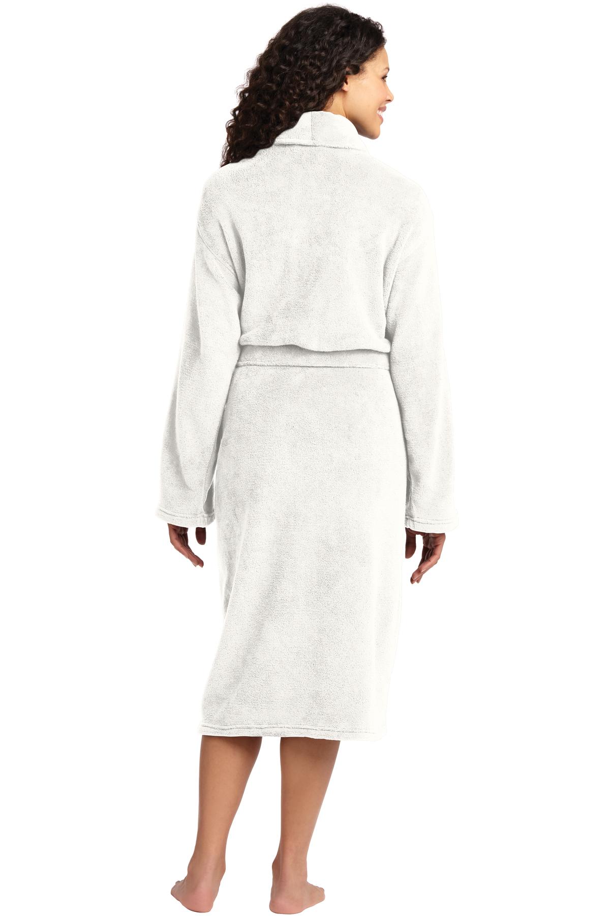 Custom Embroidered Port Authority Plush Microfleece Shawl Collar Robe. R102,Marshmallow