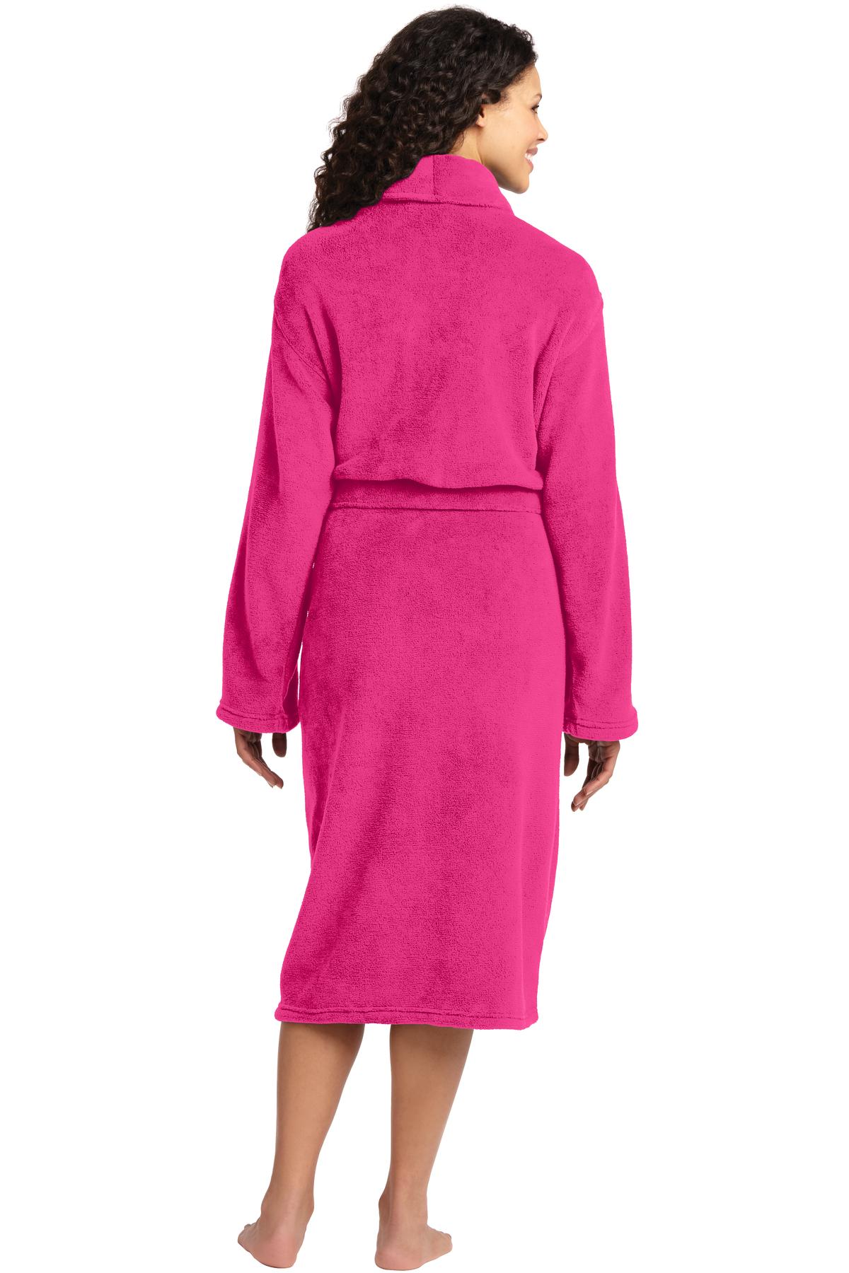 Custom Embroidered Port Authority Plush Microfleece Shawl Collar Robe. R102,Pink Raspberry