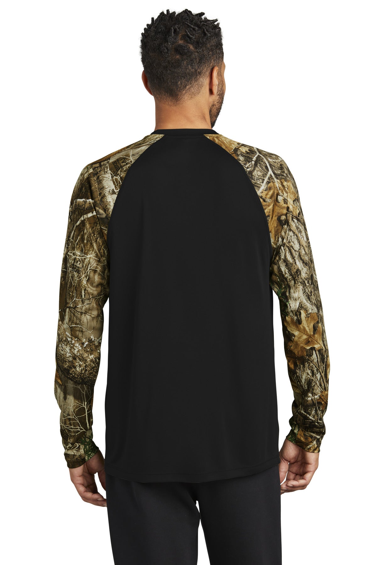 Custom Embroidered Russell Outdoors Realtree Colorblock Performance Long Sleeve Tee RU151LS,Black/ Realtree Edge