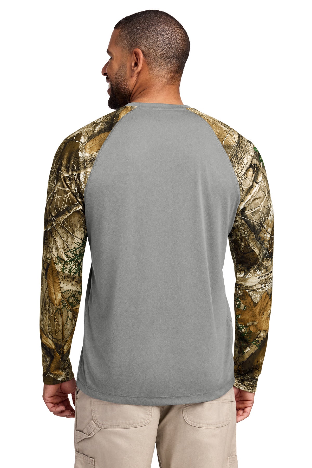 Custom Embroidered Russell Outdoors T-Shirts  in Grey Concrete Heather/ Realtree Edge