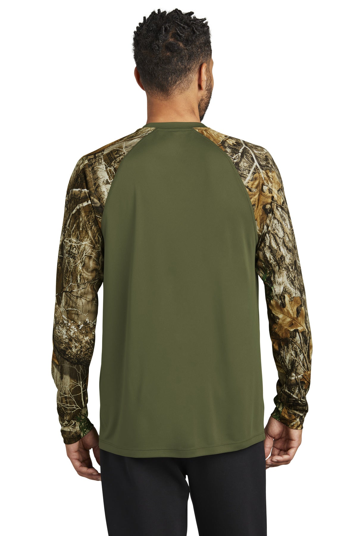 Custom Embroidered Russell Outdoors Realtree Colorblock Performance Long Sleeve Tee RU151LS,Olive Drab Green/ Realtree Edge