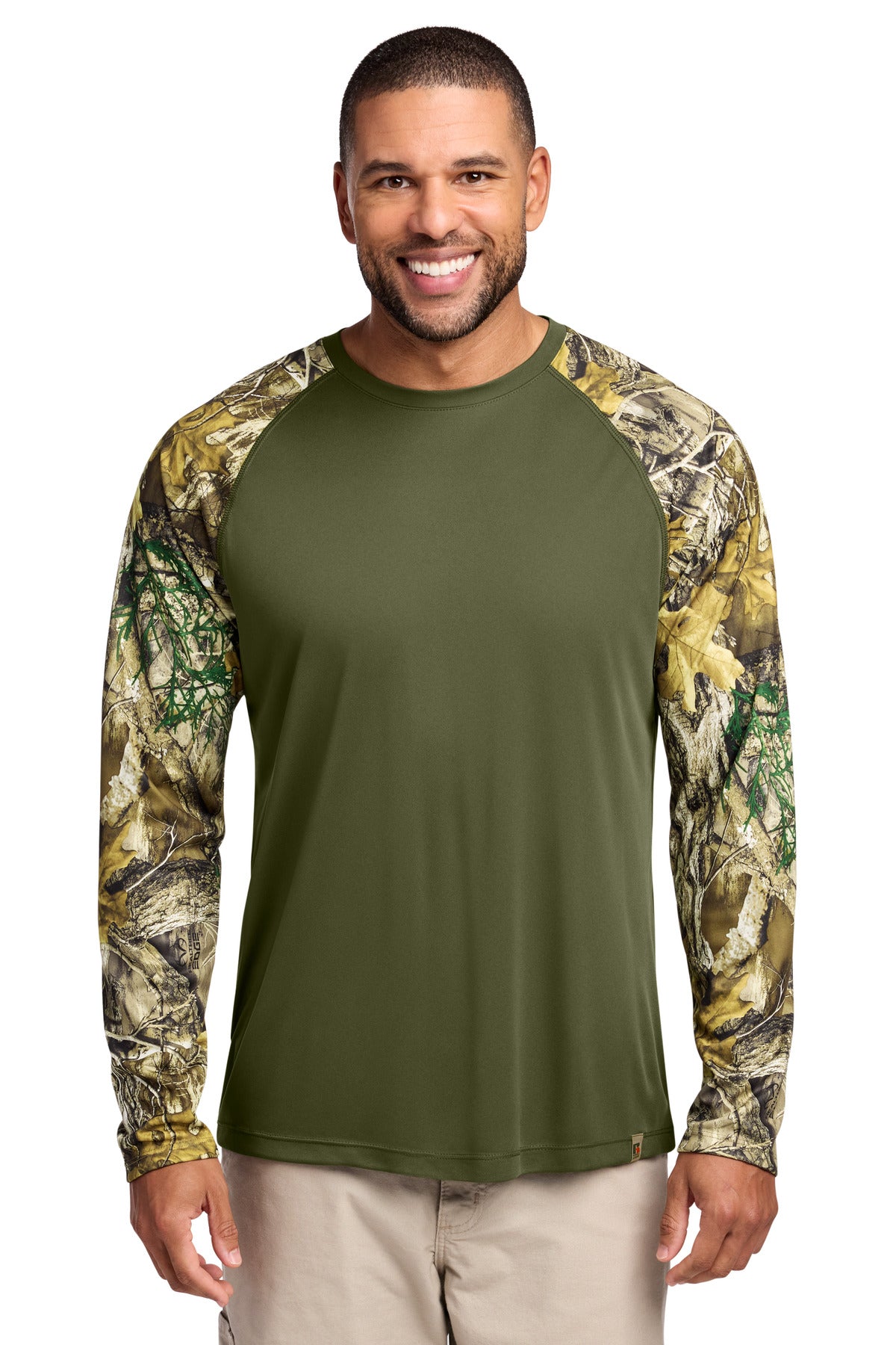 Custom Embroidered Russell Outdoors T-Shirts  in Olive Drab Green/ Realtree Edge