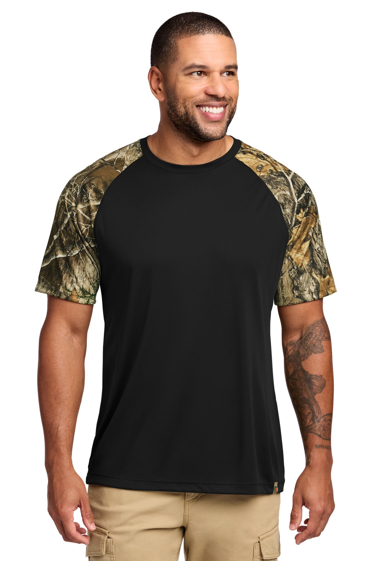 Custom Embroidered Russell Outdoors T-Shirts  in Black/ Realtree Edge