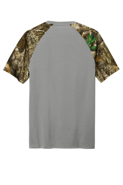 Custom Embroidered Russell Outdoors T-Shirts  in Grey Concrete Heather/ Realtree Edge