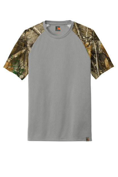 Custom Embroidered Russell Outdoors T-Shirts  in Grey Concrete Heather/ Realtree Edge