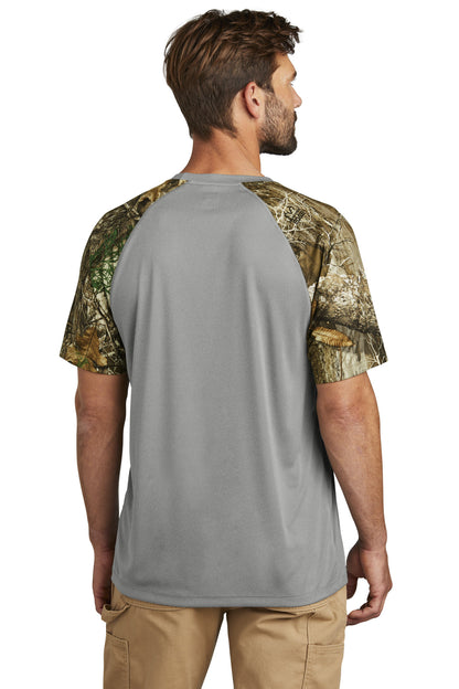 Custom Embroidered Russell Outdoors Realtree Colorblock Performance Tee RU151,Grey Concrete Heather/ Realtree Edge