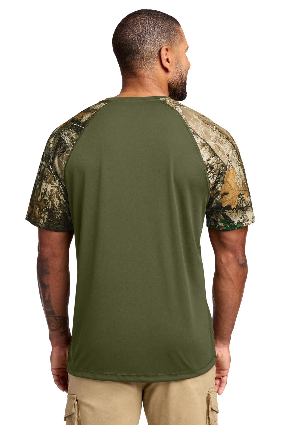 Custom Embroidered Russell Outdoors T-Shirts  in Olive Drab Green/ Realtree Edge