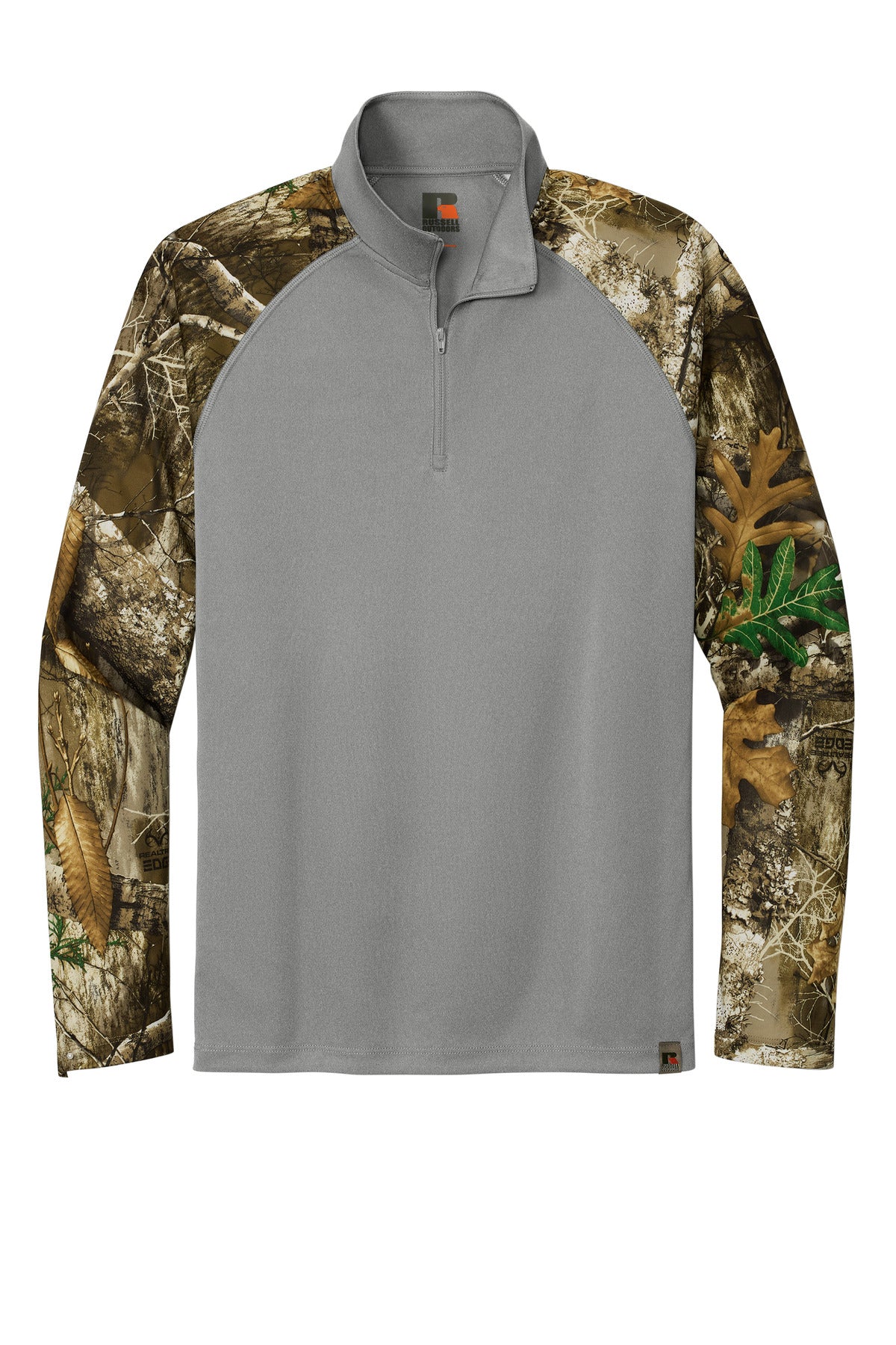 Custom Embroidered Russell Outdoors Sweatshirts/Fleece in Grey Concrete Heather/ Realtree Edge
