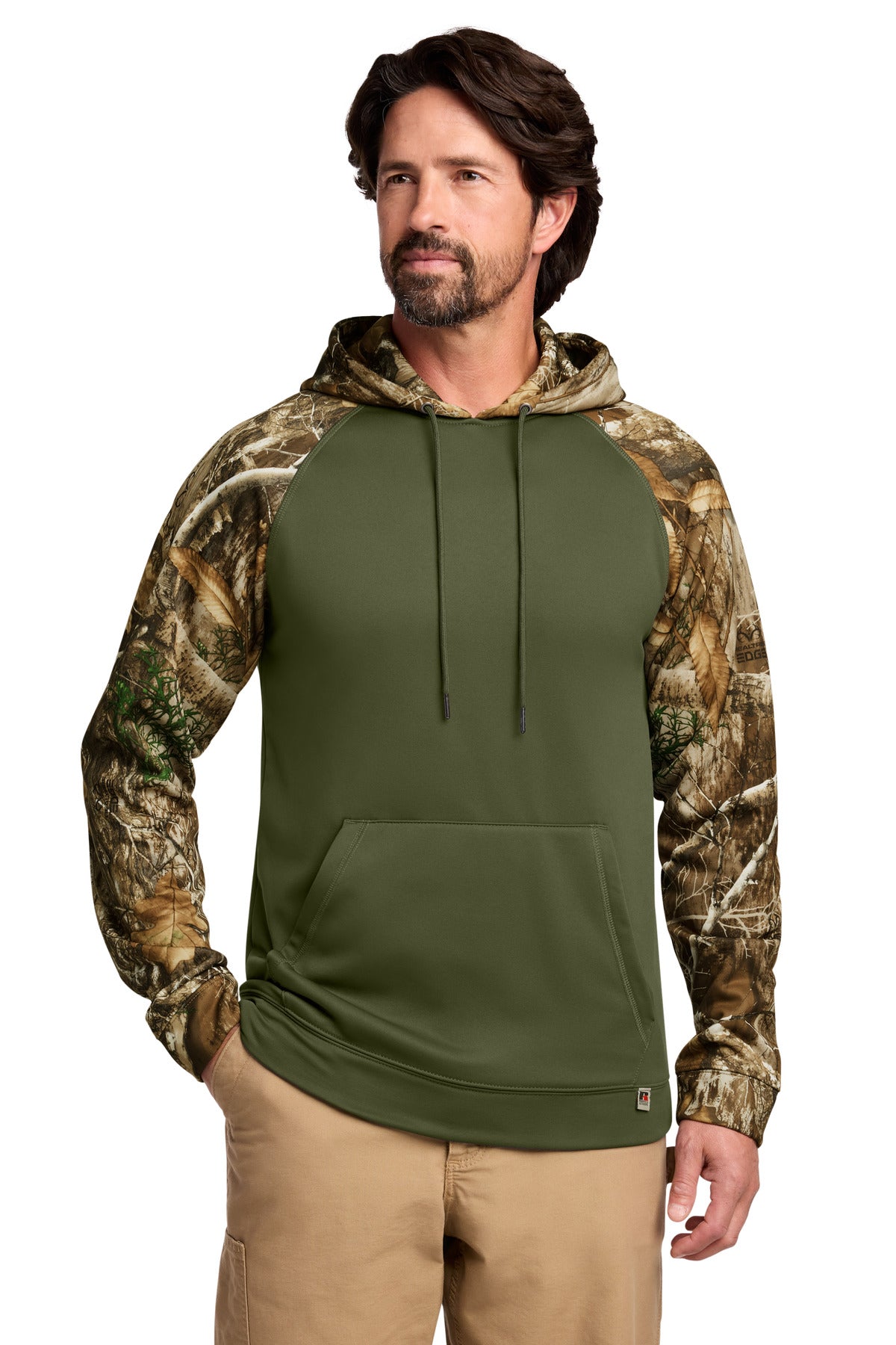 Custom Embroidered Russell Outdoors Sweatshirts/Fleece in Olive Drab Green/ Realtree Edge