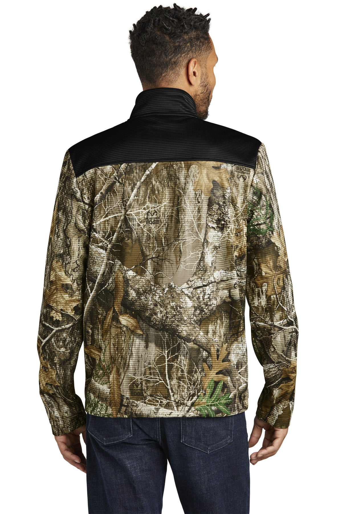 Custom Embroidered Russell Outdoors Realtree Atlas Colorblock Soft Shell RU601,Deep Black/ Realtree Edge