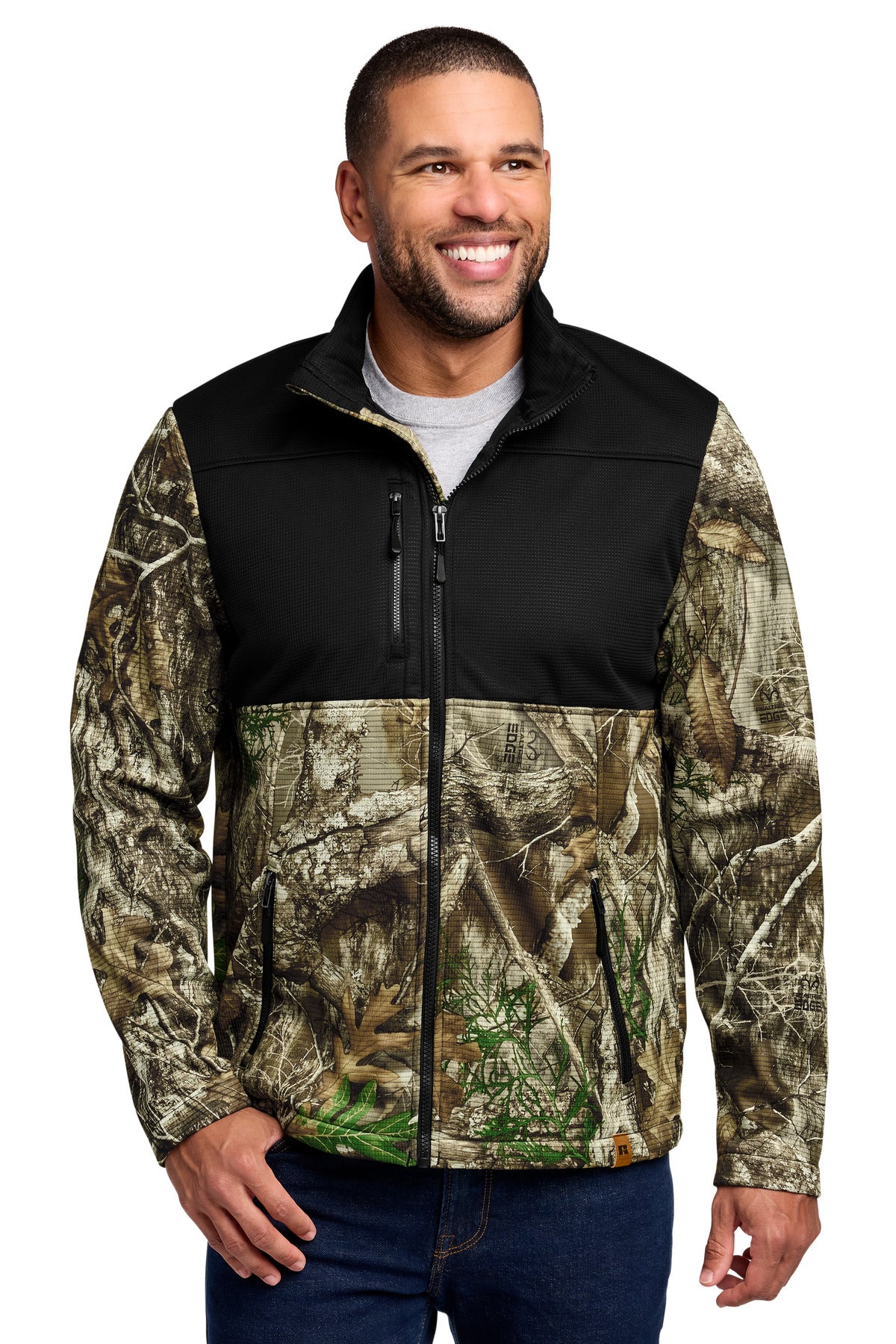 Custom Embroidered Russell Outdoors Outerwear in Deep Black/ Realtree Edge