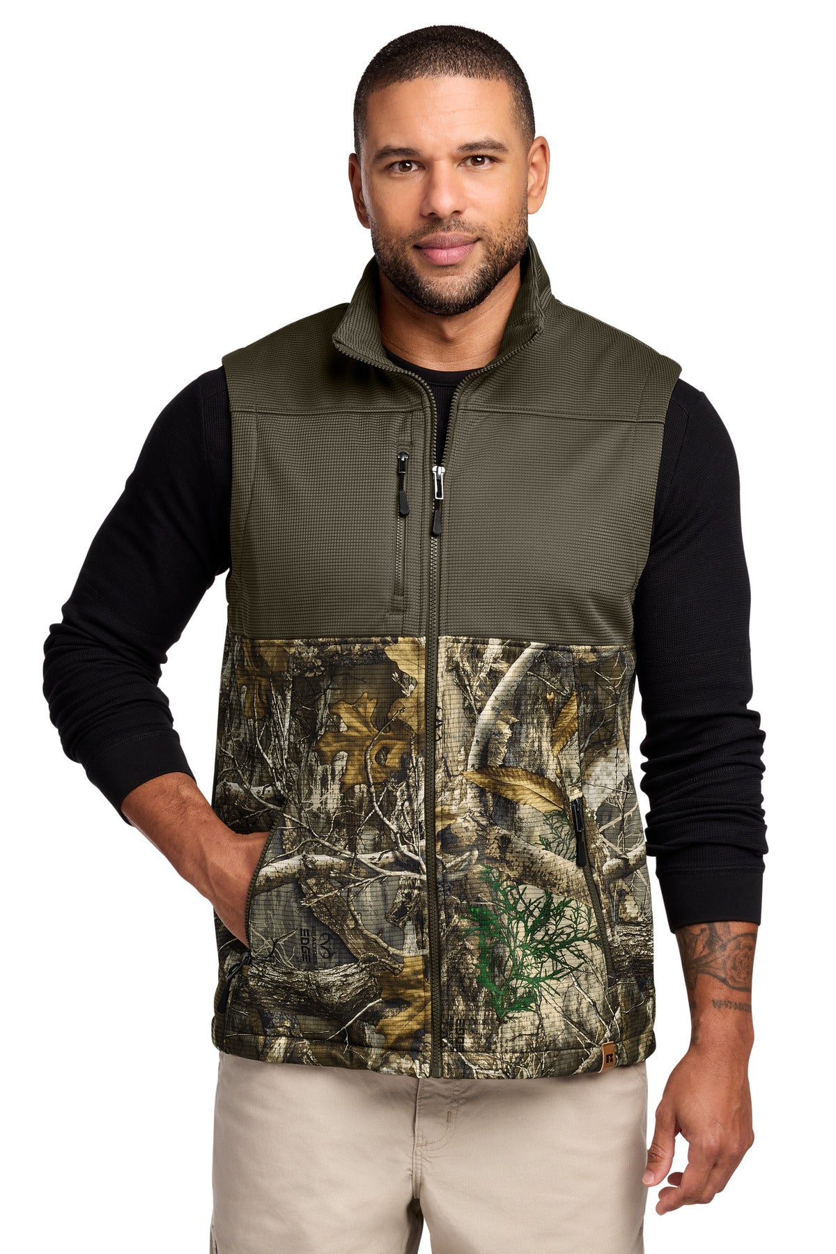Custom Embroidered Russell Outdoors Outerwear in Cargo Brown/ Realtree Edge