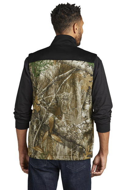 Custom Embroidered Russell Outdoors Realtree Atlas Colorblock Soft Shell Vest RU604,Deep Black/ Realtree Edge