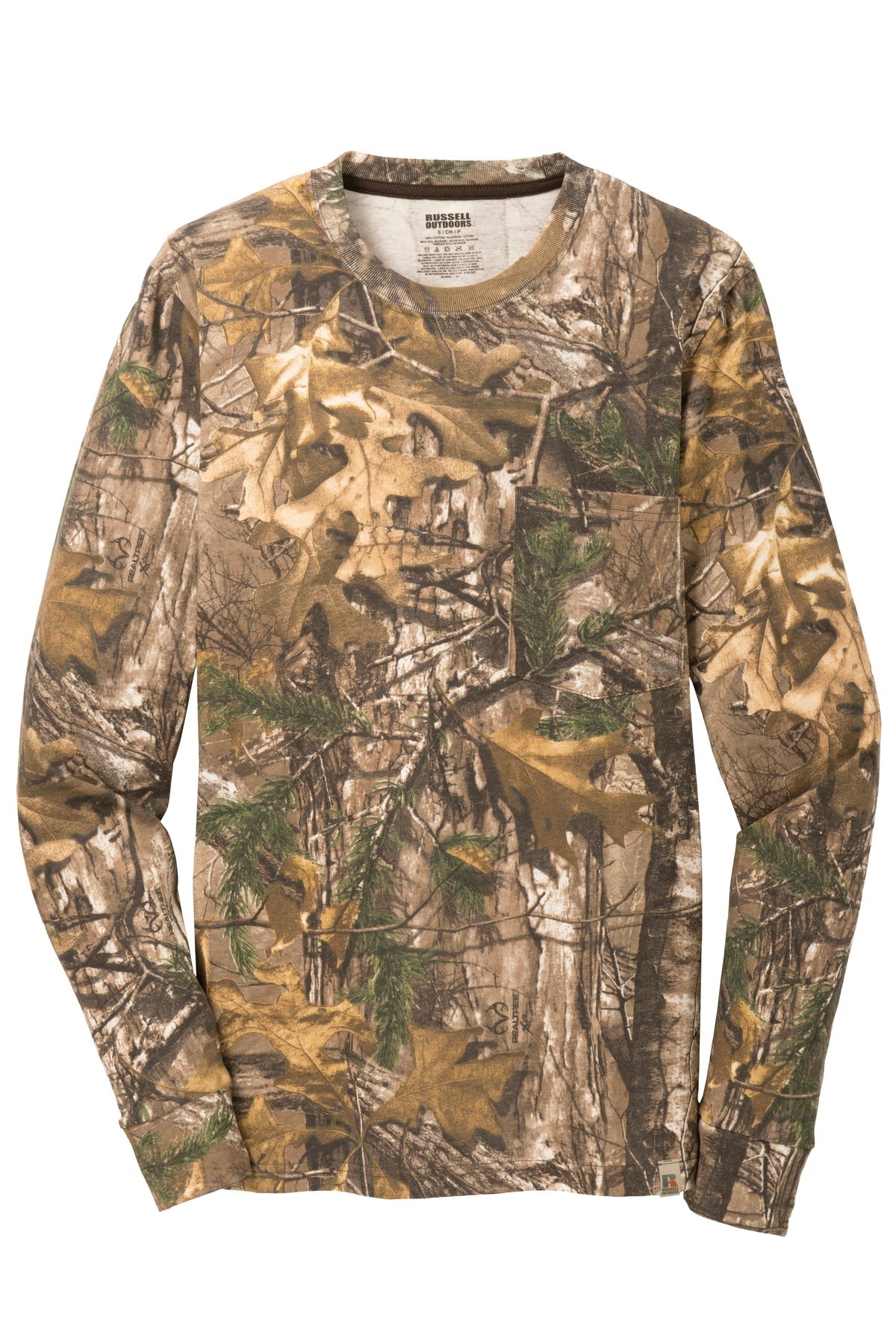 Russell Outdoors Realtree Long Sleeve Explorer 100% Cotton T-Shirt with Pocket. S020R