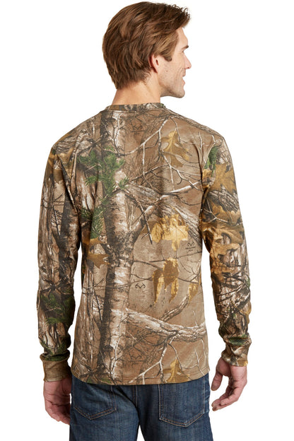 Custom Embroidered Russell Outdoors Realtree Long Sleeve Explorer 100% Cotton T-Shirt with Pocket. S020R,Realtree Xtra