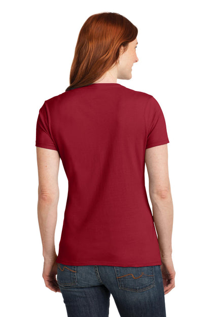 Custom Embroidered Hanes Women's Perfect-T Cotton V-Neck T-Shirt. S04V,Deep Red