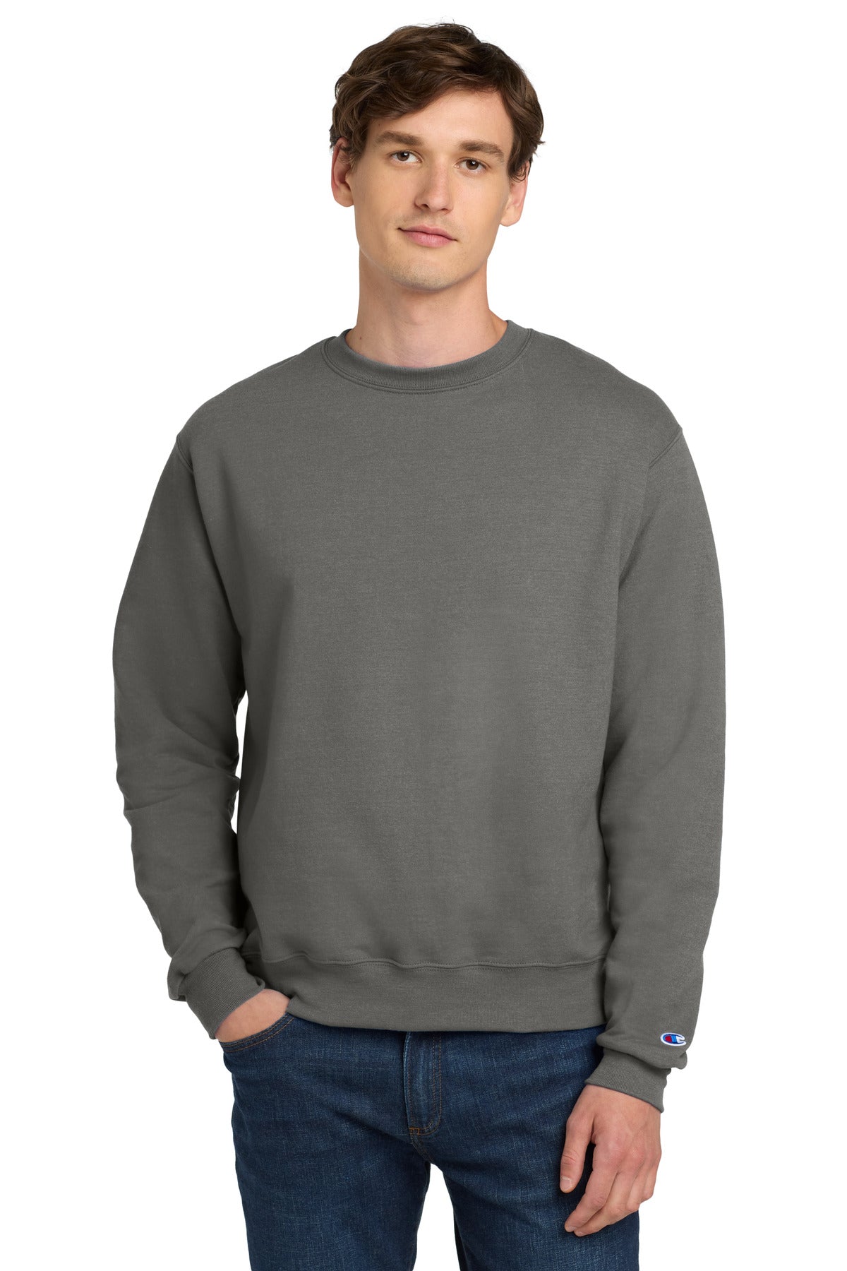 Custom Embroidered Champion Sweatshirts/Fleece in Stone Gray