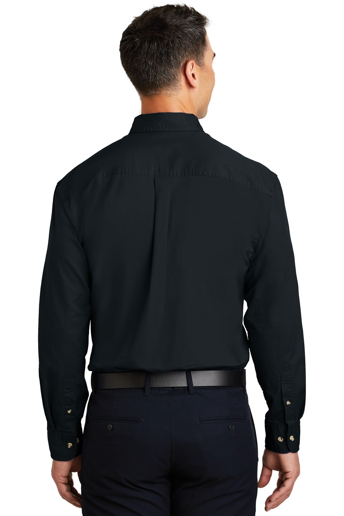 Custom Embroidered Port Authority Long Sleeve Twill Shirt.  S600T,Classic Navy