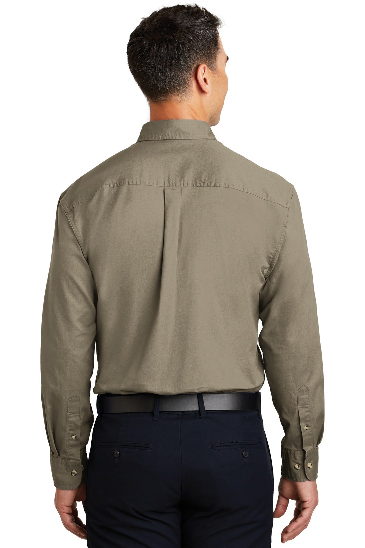 Custom Embroidered Port Authority Long Sleeve Twill Shirt.  S600T,Khaki