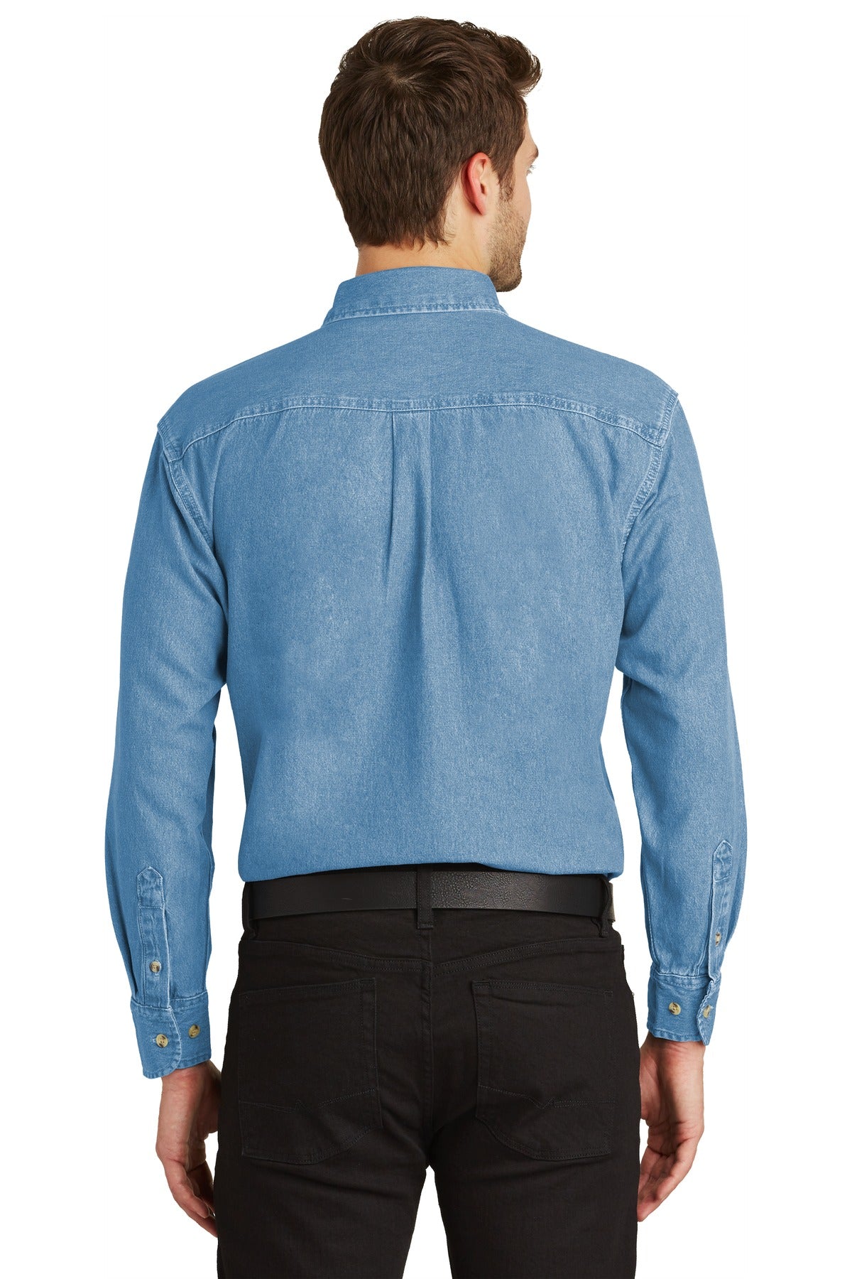Custom Embroidered Port Authority Long Sleeve Denim Shirt. S600,Faded Denim