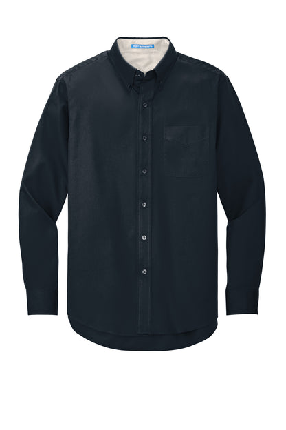 Custom Embroidered Port Authority Clothing Tops in Classic Navy/ Light Stone