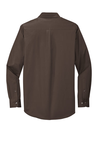 Custom Embroidered Port Authority Clothing Tops in Coffee Bean/ Light Stone