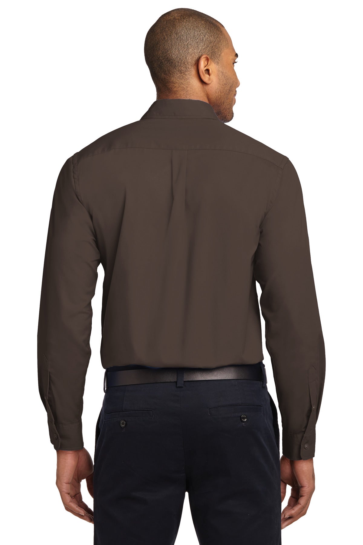 Custom Embroidered Port Authority Clothing Tops in Coffee Bean/ Light Stone