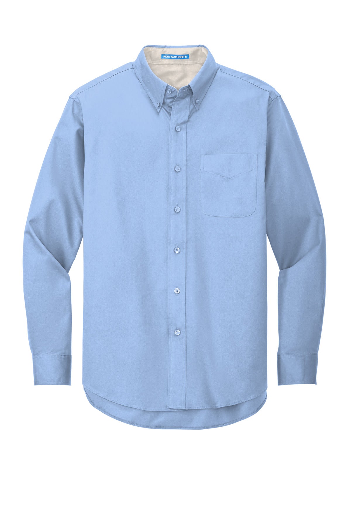 Custom Embroidered Port Authority Clothing Tops in Light Blue/ Light Stone