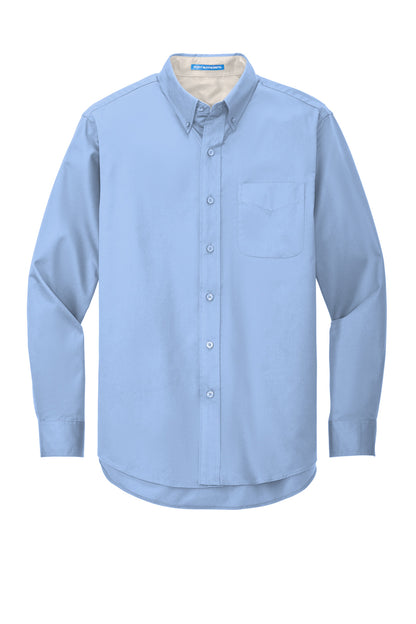 Custom Embroidered Port Authority Clothing Tops in Light Blue/ Light Stone