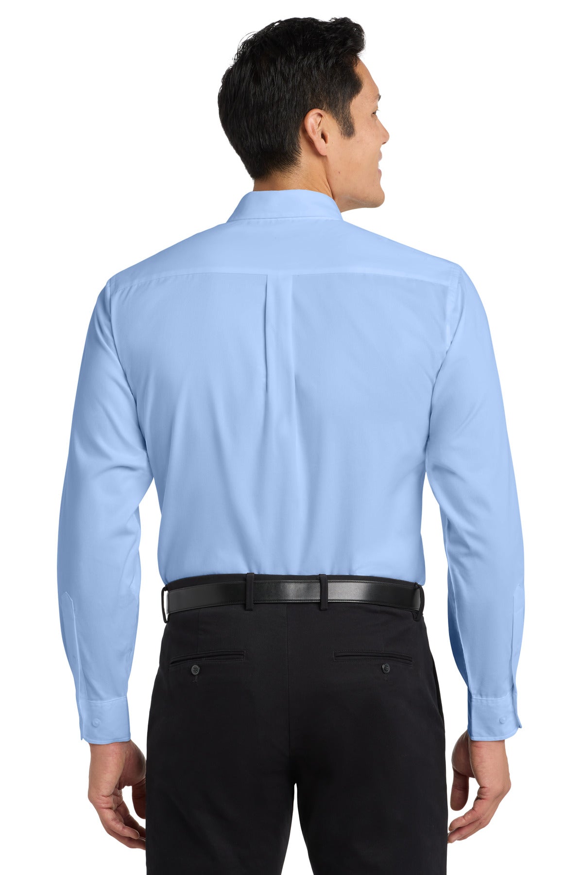 Custom Embroidered Port Authority Clothing Tops in Light Blue/ Light Stone