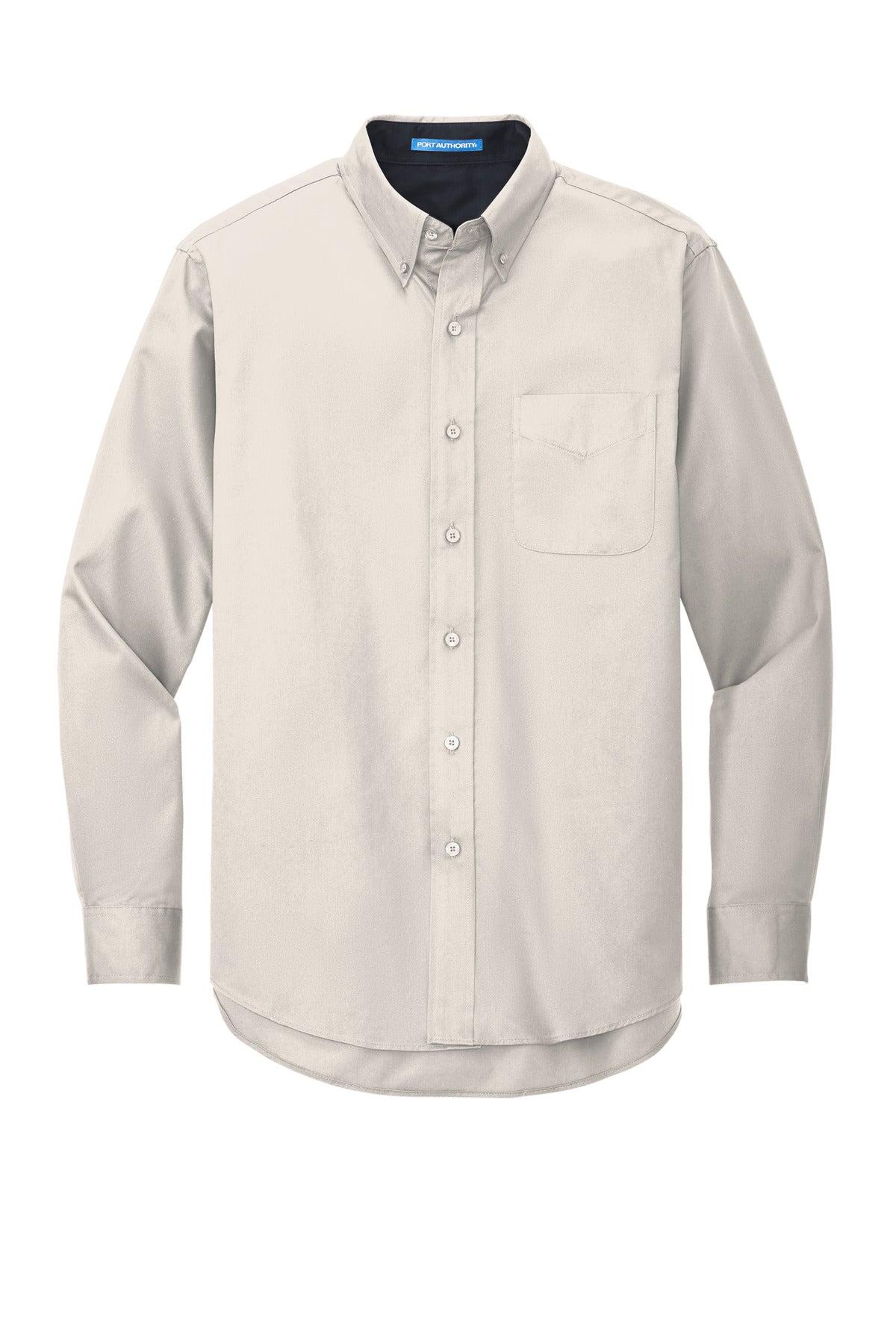 Custom Embroidered Port Authority Clothing Tops in Light Stone/ Classic Navy