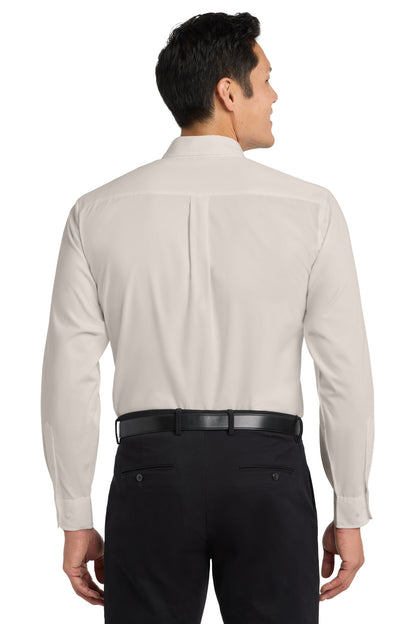Custom Embroidered Port Authority Clothing Tops in Light Stone/ Classic Navy