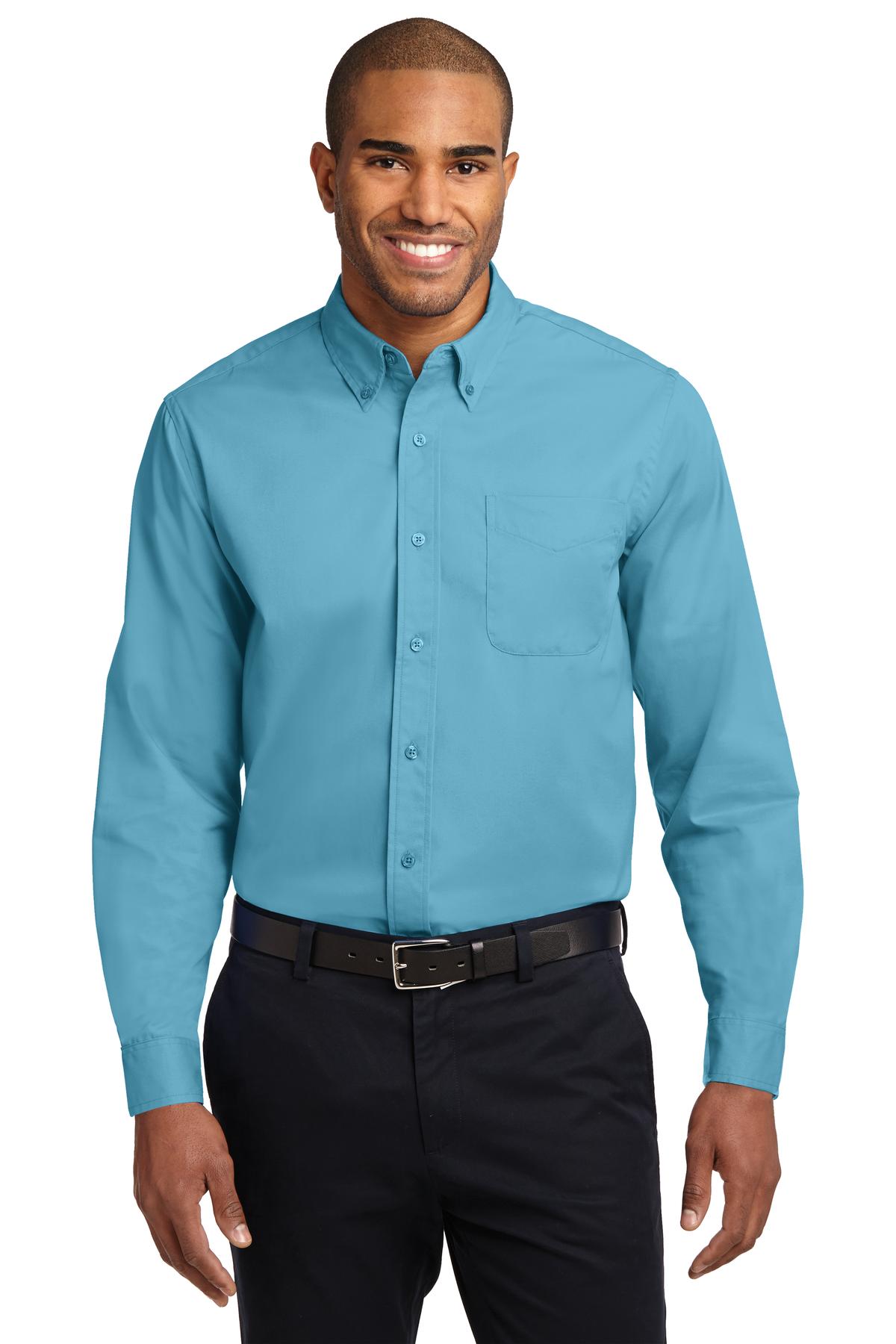 Custom Embroidered Port Authority Clothing Tops in Maui Blue