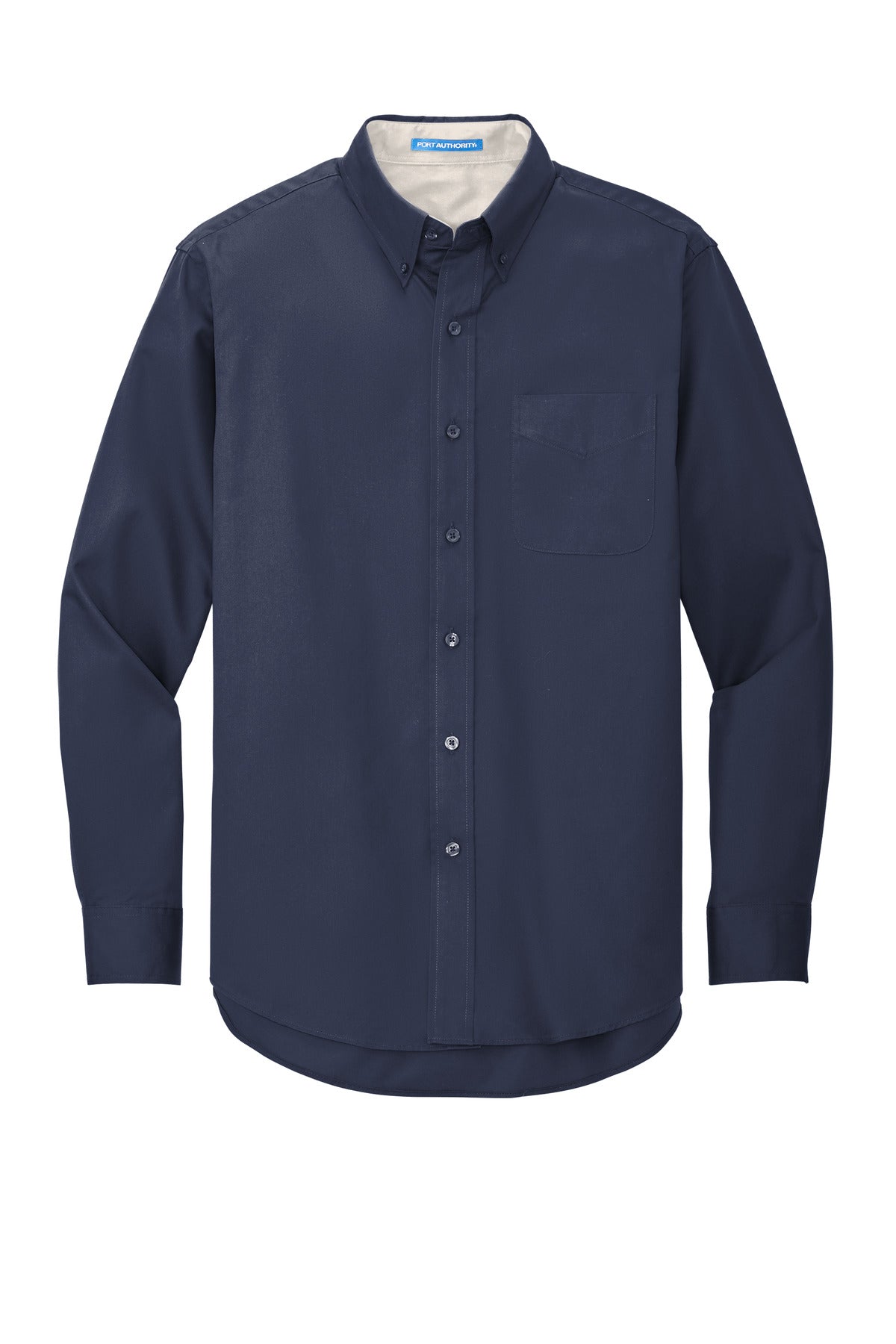 Custom Embroidered Port Authority Clothing Tops in Navy/ Light Stone