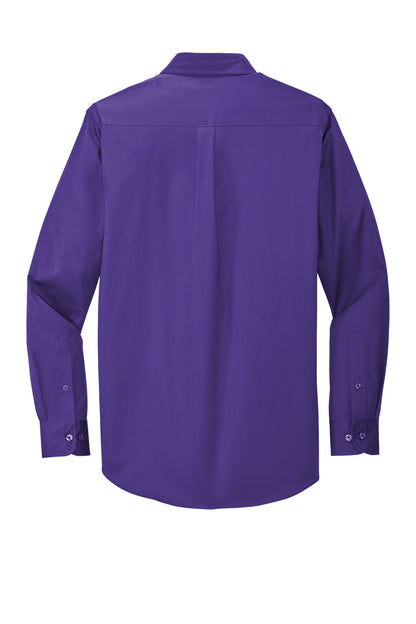 Custom Embroidered Port Authority Clothing Tops in Purple/ Light Stone