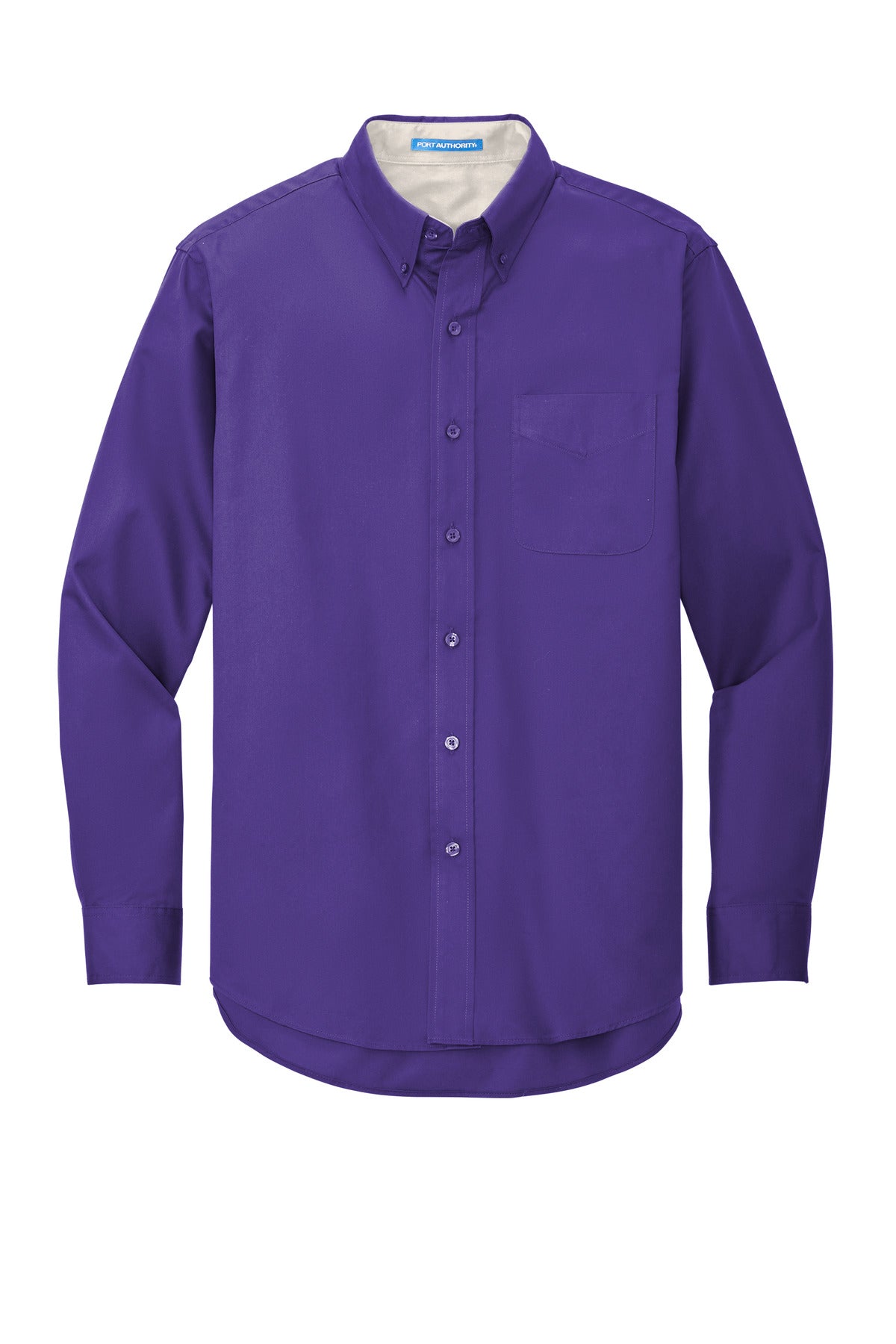 Custom Embroidered Port Authority Clothing Tops in Purple/ Light Stone