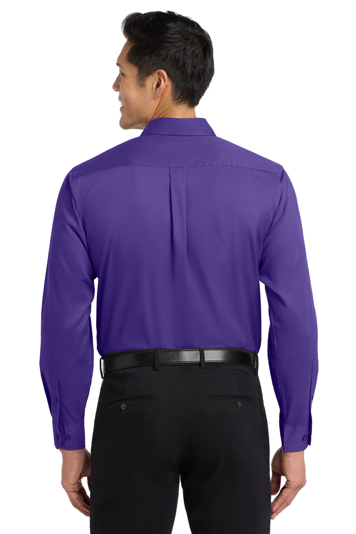 Custom Embroidered Port Authority Clothing Tops in Purple/ Light Stone