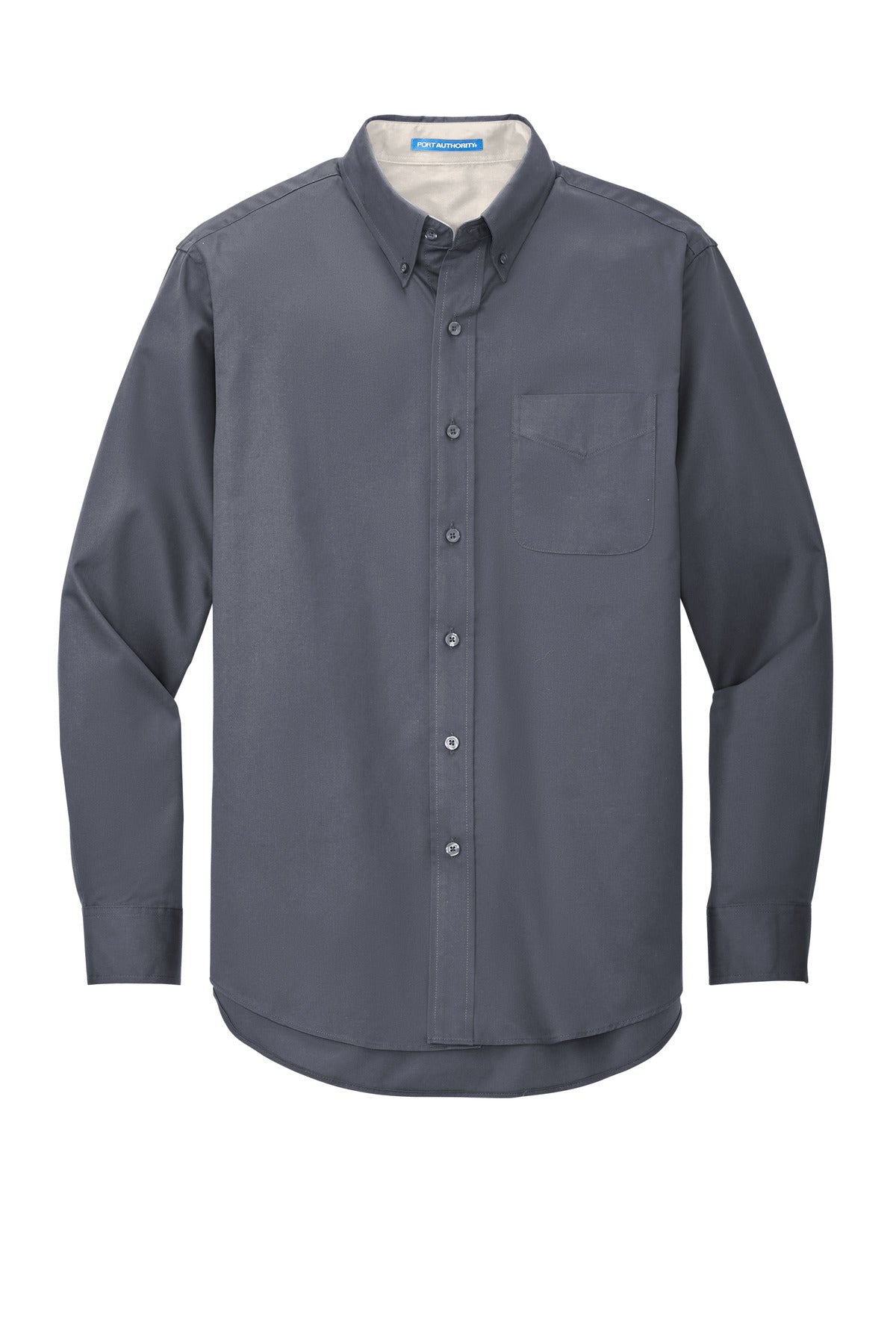 Custom Embroidered Port Authority Clothing Tops in Steel Grey/ Light Stone