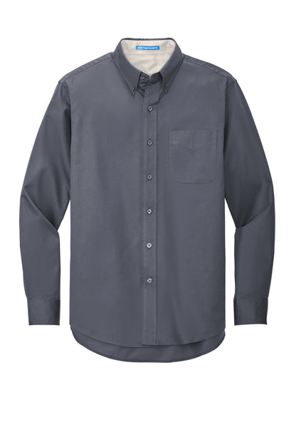 Custom Embroidered Port Authority Clothing Tops in Steel Grey/ Light Stone