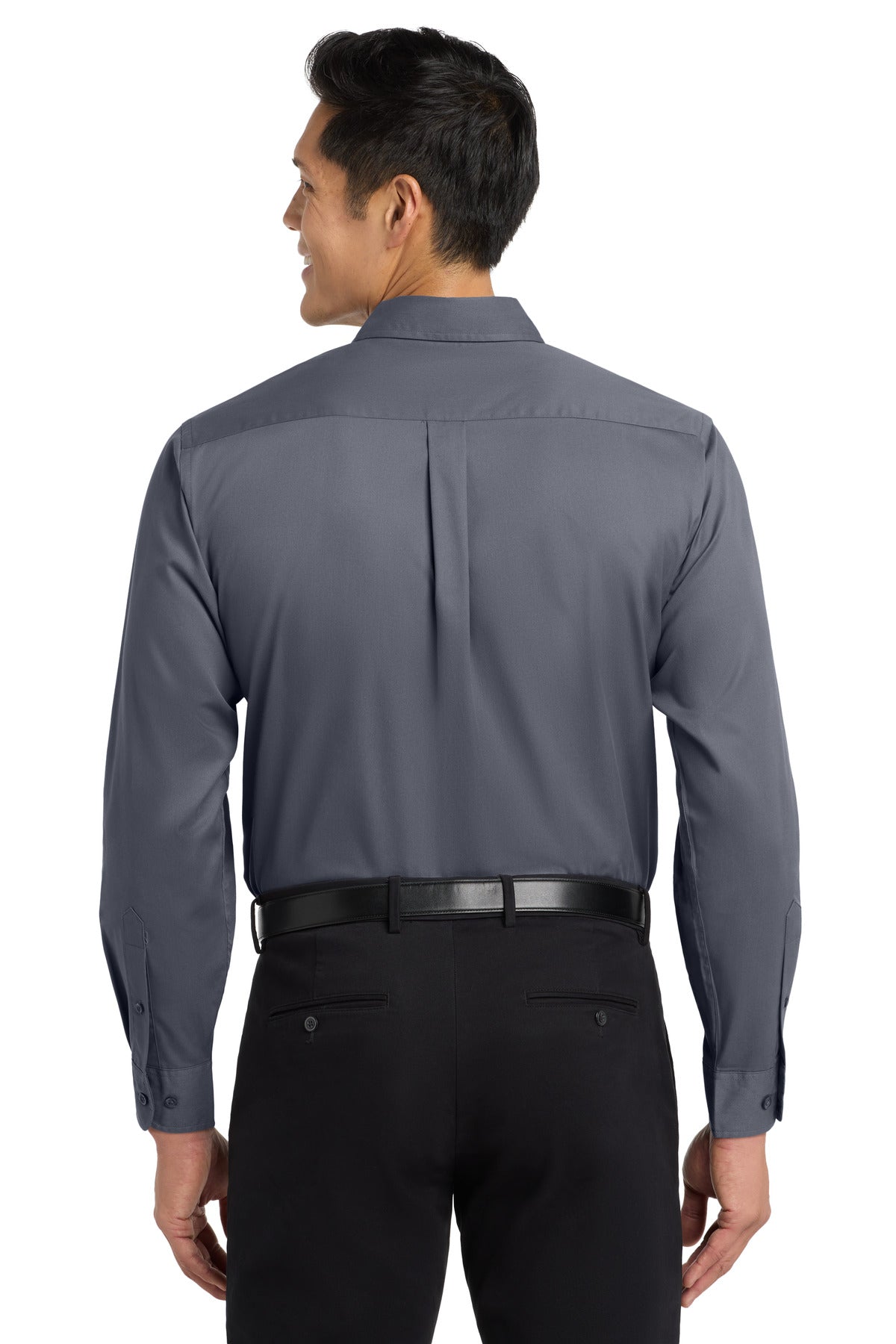 Custom Embroidered Port Authority Clothing Tops in Steel Grey/ Light Stone