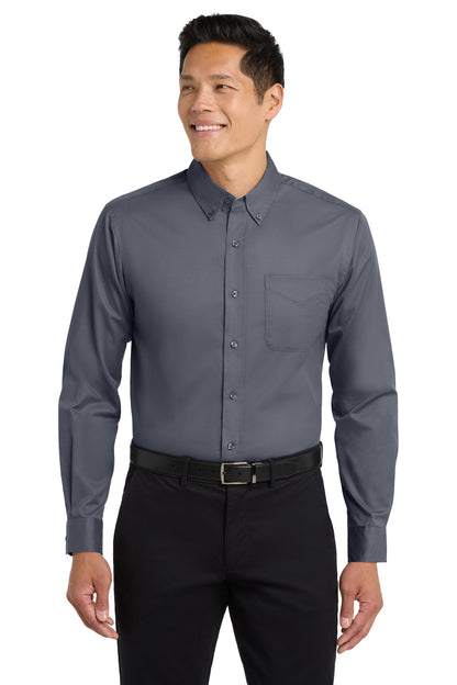 Custom Embroidered Port Authority Clothing Tops in Steel Grey/ Light Stone