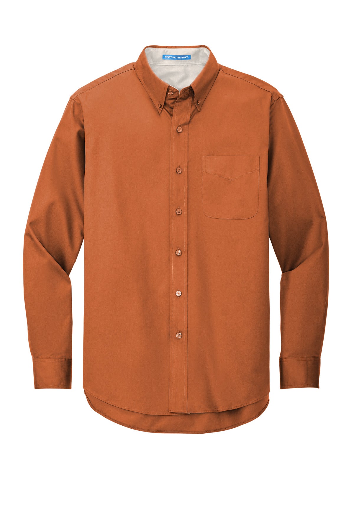 Custom Embroidered Port Authority Clothing Tops in Texas Orange/ Light Stone