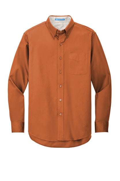 Custom Embroidered Port Authority Clothing Tops in Texas Orange/ Light Stone