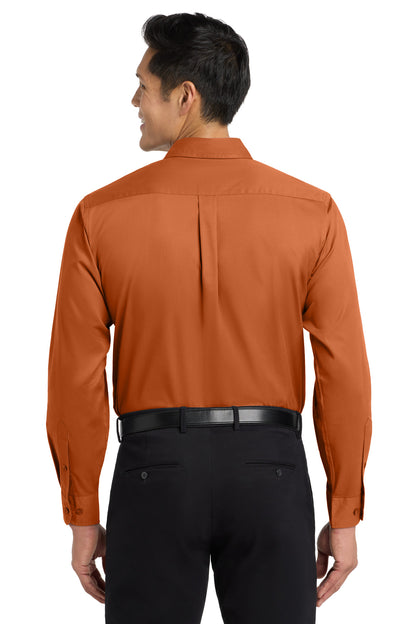 Custom Embroidered Port Authority Clothing Tops in Texas Orange/ Light Stone