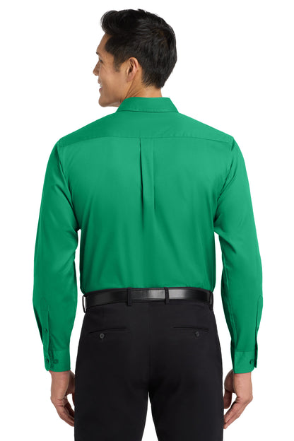 Custom Embroidered Port Authority Woven Shirts in Court Green